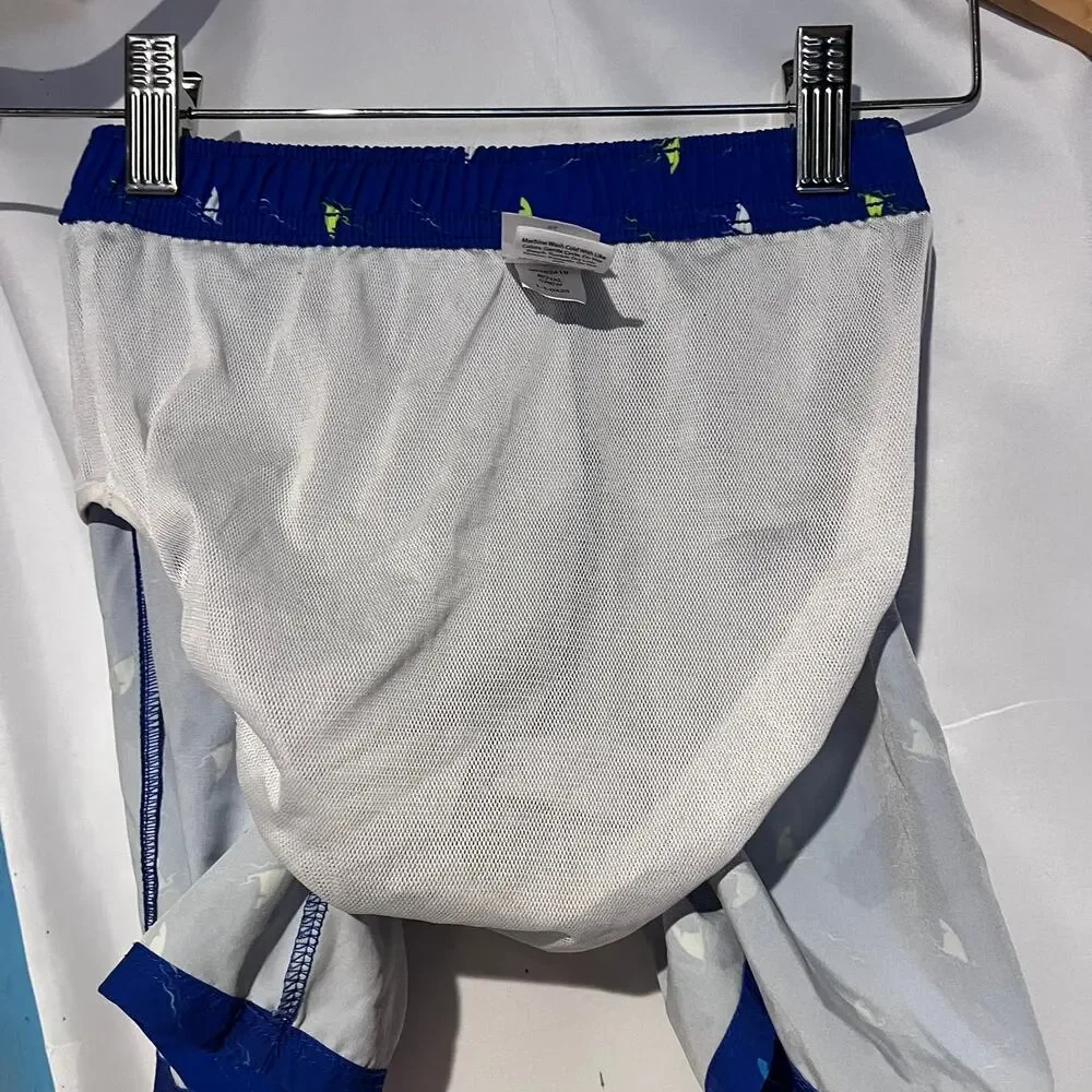 Wonder Nation Boys 5T Blue Shark Print Swim Trunks